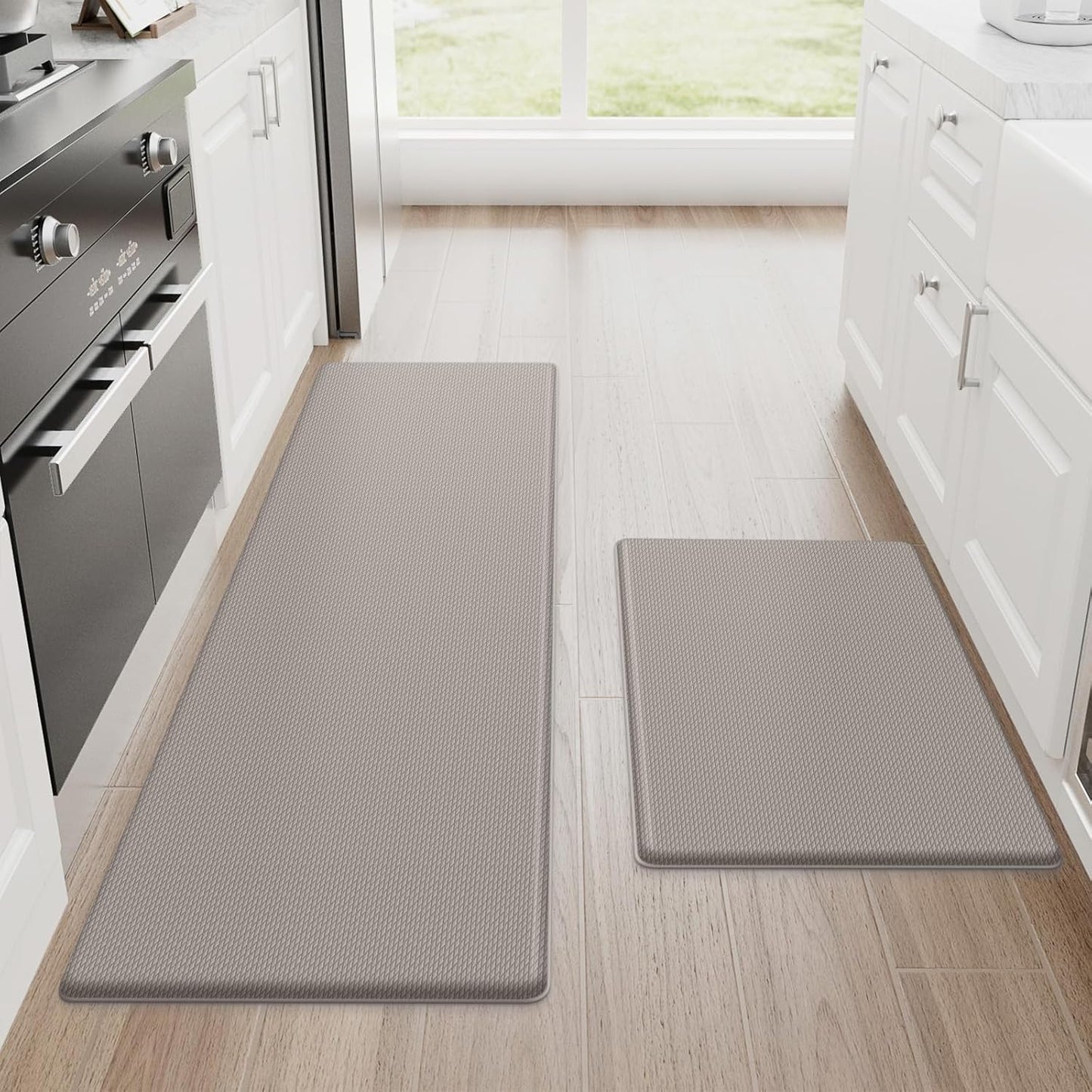 StepRite Cushioned Anti-Fatigue Kitchen Mat Set (2-Piece, Black)