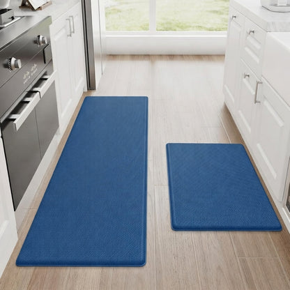StepRite Cushioned Anti-Fatigue Kitchen Mat Set (2-Piece, Black)