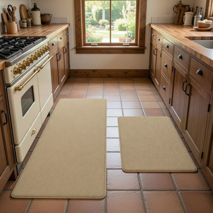 StepRite Cushioned Anti-Fatigue Kitchen Mat Set (2-Piece, Black)