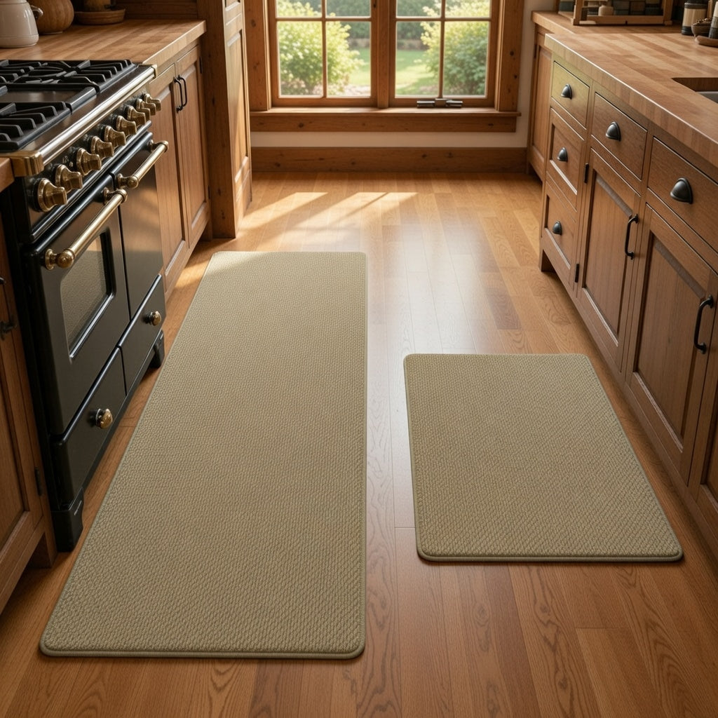 StepRite Cushioned Anti-Fatigue Kitchen Mat Set (2-Piece, Black)