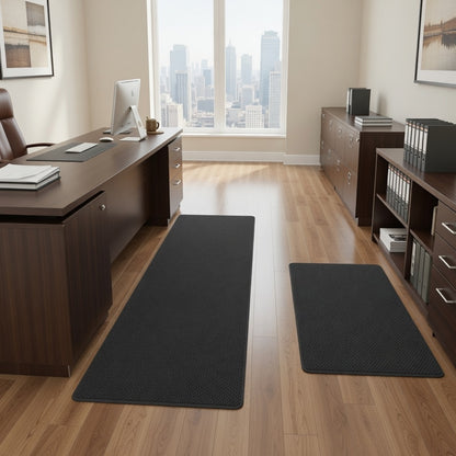 StepRite Cushioned Anti-Fatigue Kitchen Mat Set (2-Piece, Black)