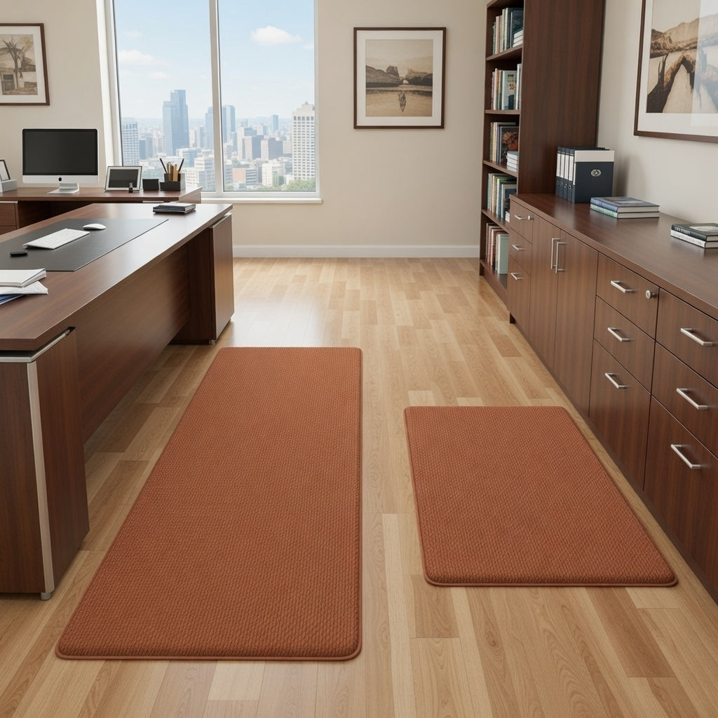 StepRite Cushioned Anti-Fatigue Kitchen Mat Set (2-Piece, Black)