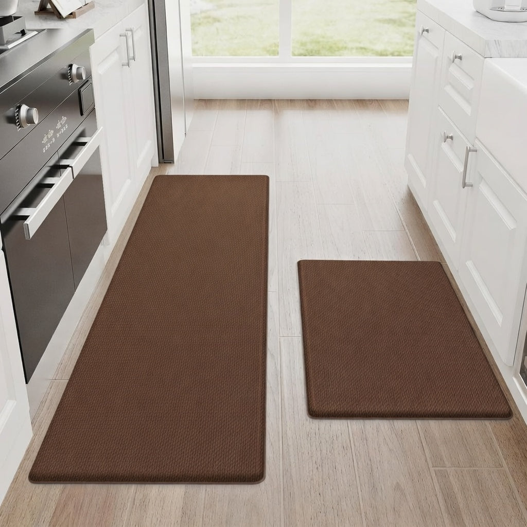 StepRite Cushioned Anti-Fatigue Kitchen Mat Set (2-Piece, Black)